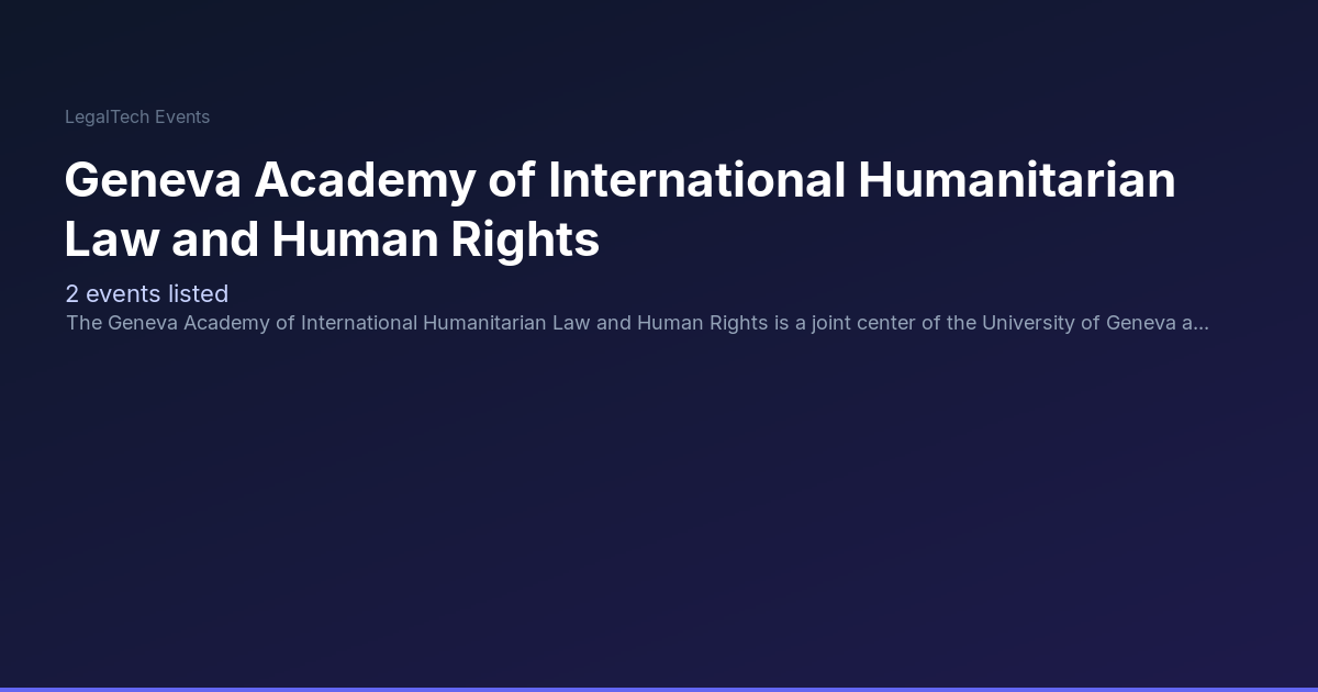 Human Rihts Website Geneva Academy of International Humanitarian Law and Human Rights ...
